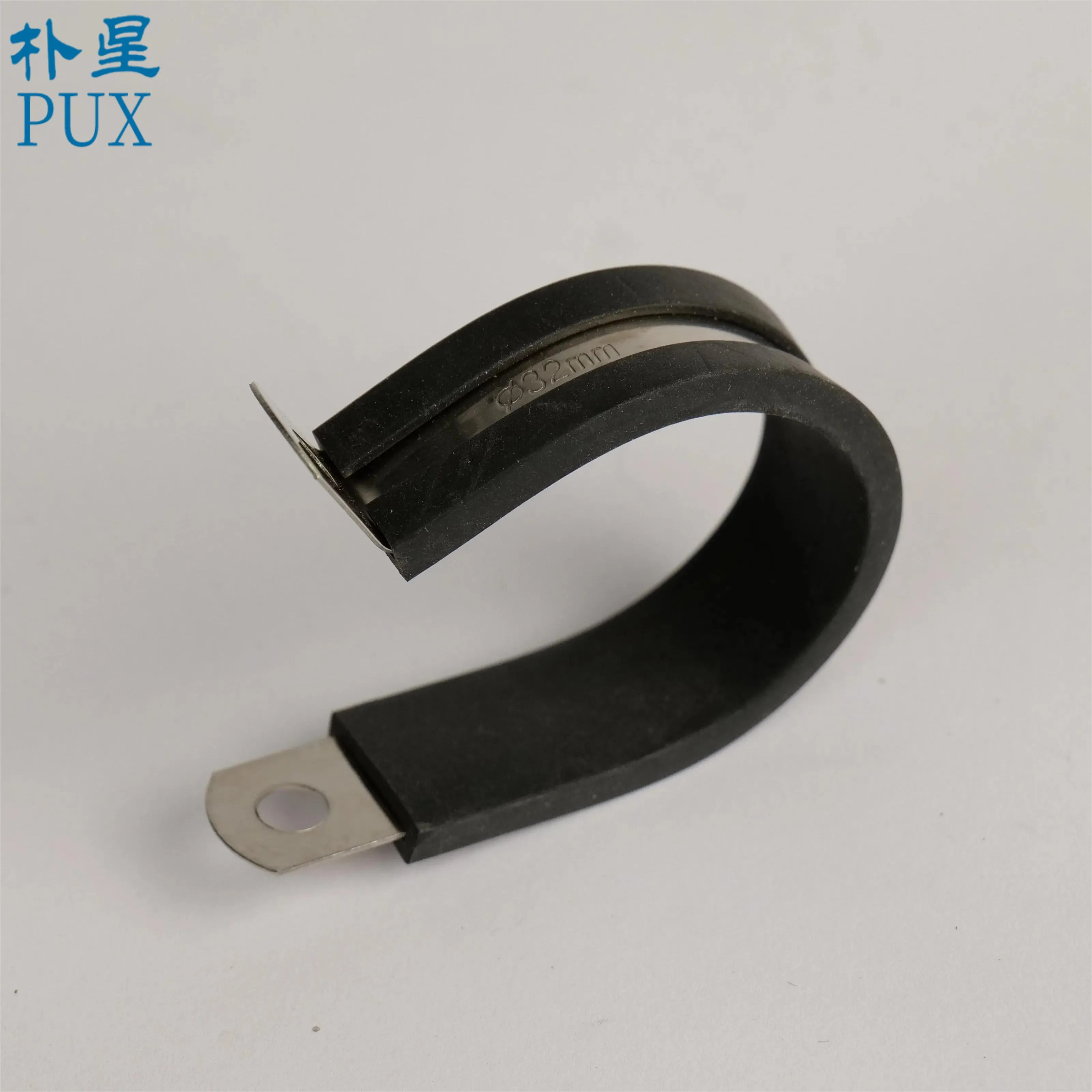 304 Stainless Steel /Galvanized   Rubber Hose Clamp Black Rubber Lined Retaining Hose R Clips Clamp Hose and Cable Clamp