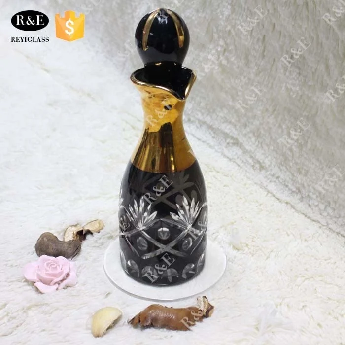120 ml Fancy Double color perfume glass bottle decanter with engraving pattern / gold decal