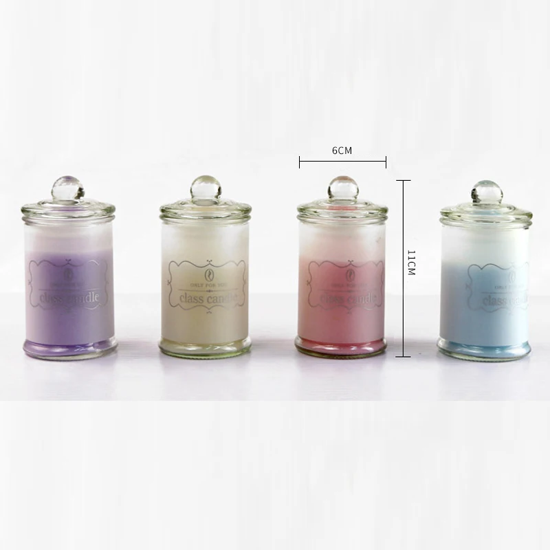 High Quality Home Decorations Lavender Glass Jar Candle Soy Wax Aromatherapy Scented Candles