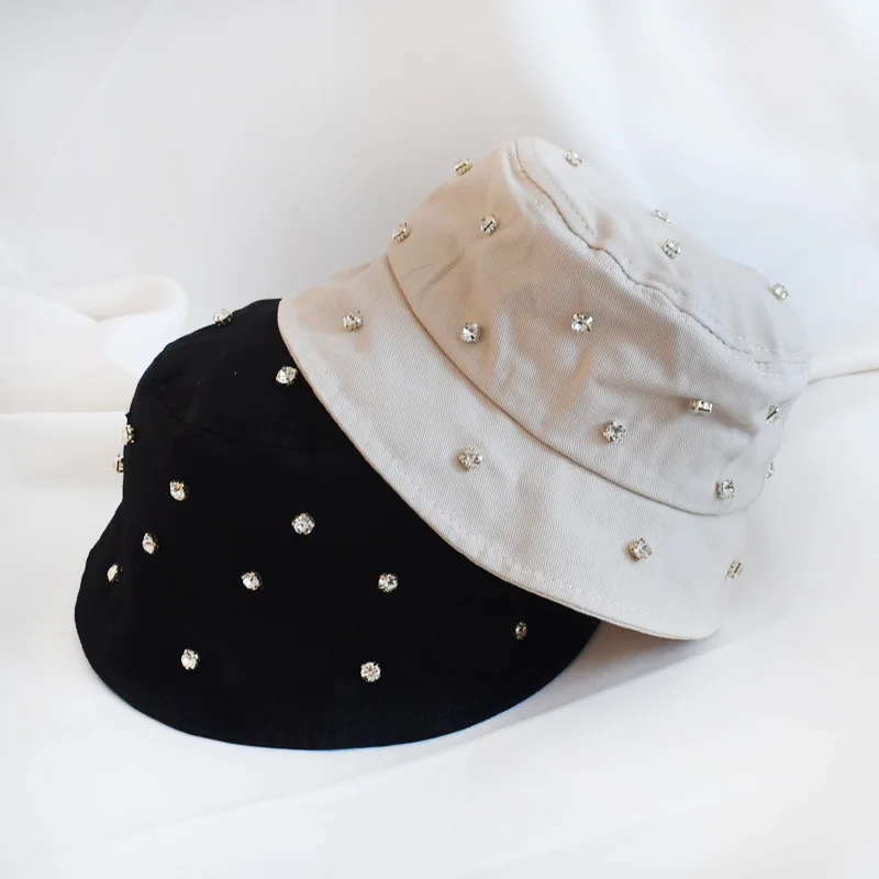 Amazon Bestsellers 2022 Trendy Hip Hop Style Bucket Hat Kids Visor Hat with Custom Logo with Rhinestones and Rivets