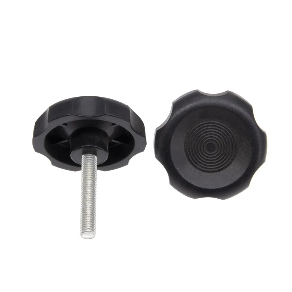 Nylon M8 Black Knurled Round Knob Screw Clamping Knob