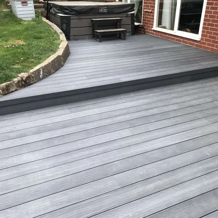 Outdoor Anti-corrosion Solid WPC  Flooring with Grooves for Courtyard