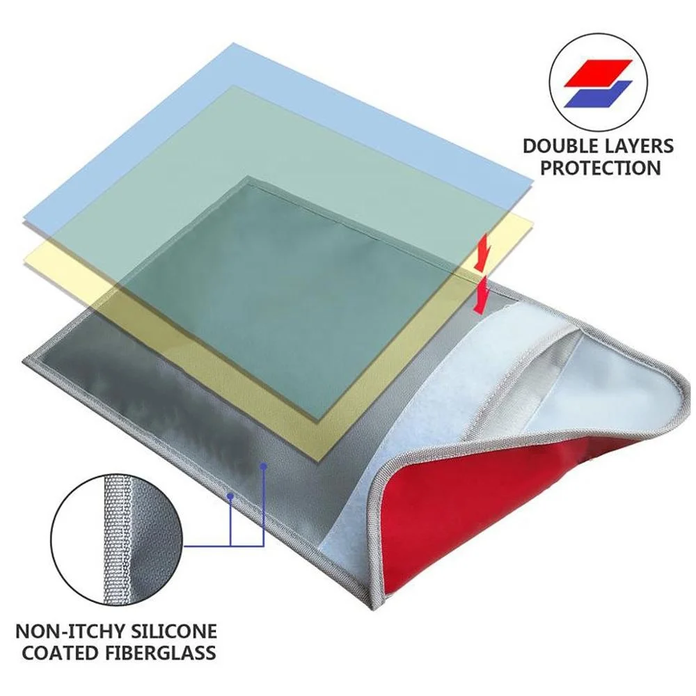 Custom Portable Durable Fire Resistant Pouch | Fireproof Document Bag