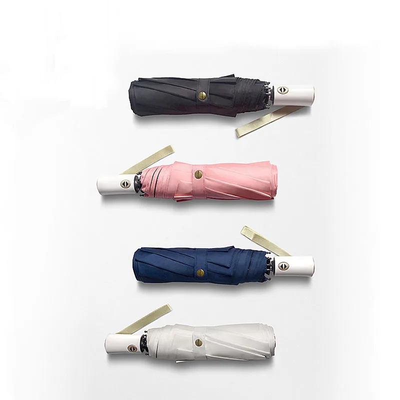 Custom logo automatic open windproof umbrella 3 folding black uv coating explosion-proof umbrella for adults