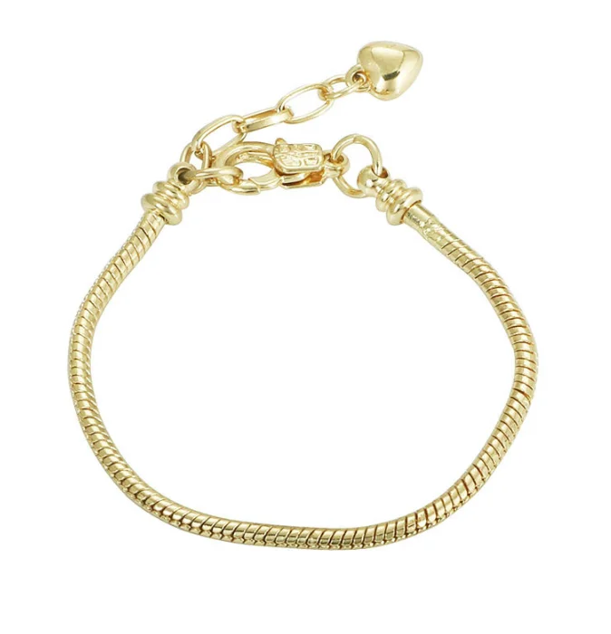 Women diy gold plated adjustable slider snake chain bead charm bracelet  free shipping