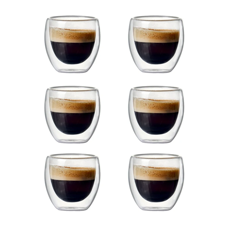 Double-Layer Hollow Glass Coffee Cup Sets for Drinking Tea