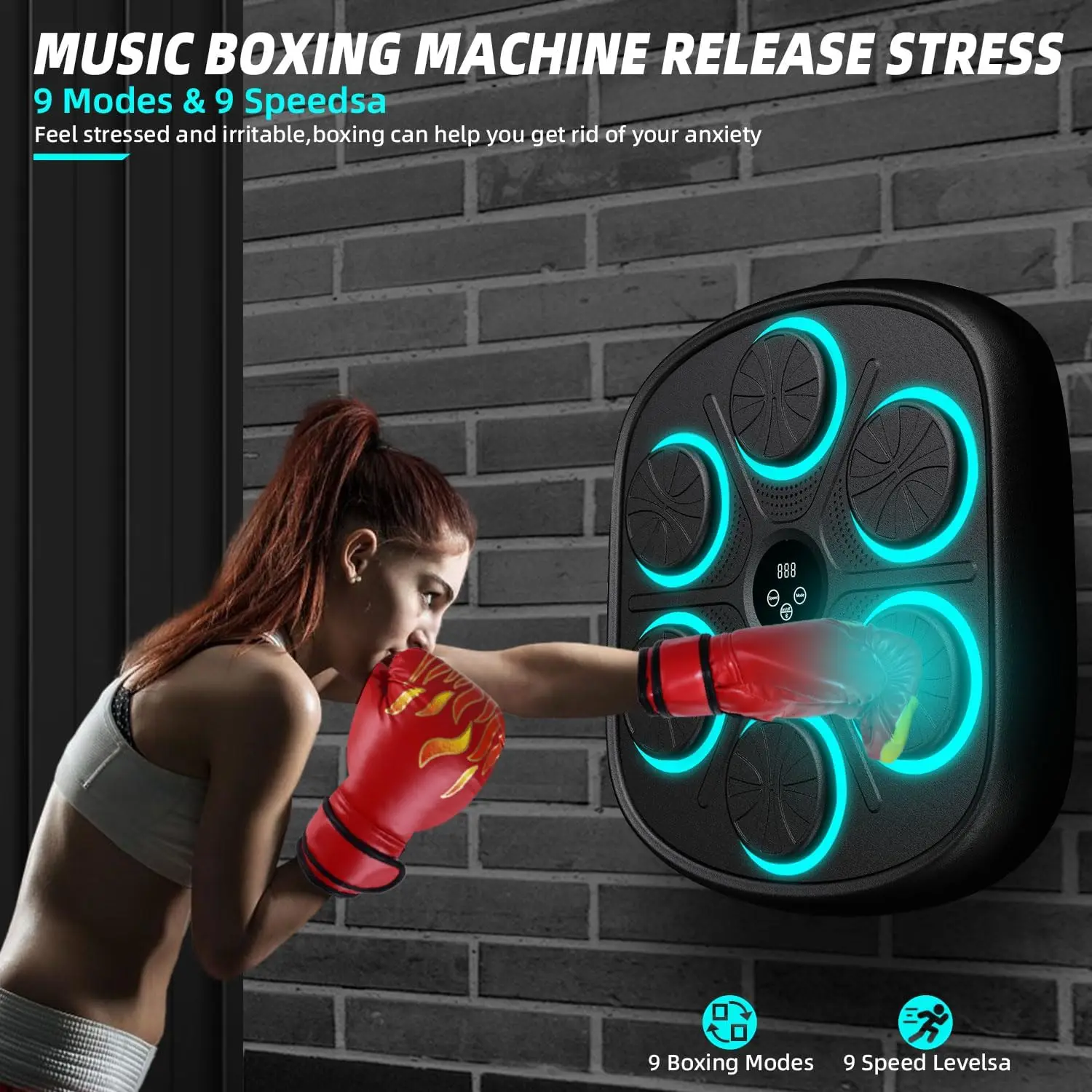 Music Boxing Machine Wall Mounted Smart Bluetooth Music Boxing Trainerelectronic Boxing Target Training Punching Equipment