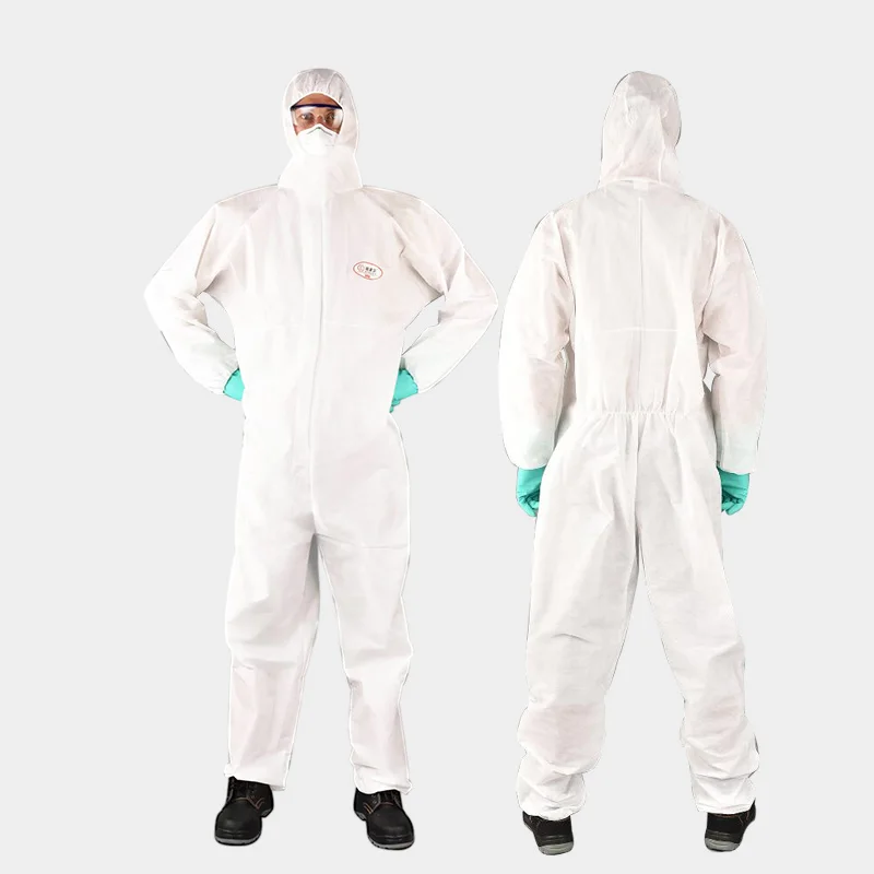 Dust particulate Liquid Splash resistant sms disposable coverall for asbestos fiberglass