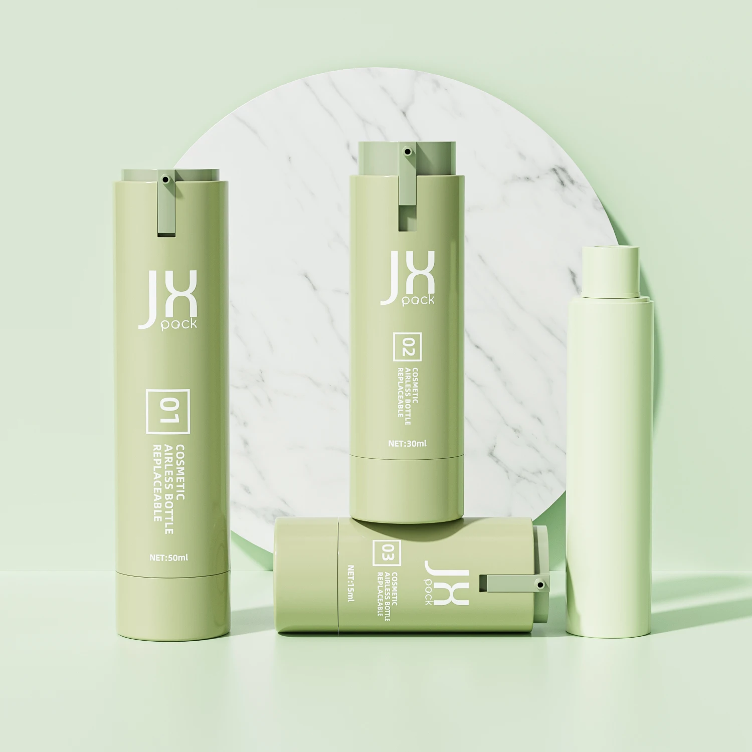 replaceable New style refillable round 15ml 30ml 50ml PP plastic cosmetic cream serum airless lotion twist pump bottle