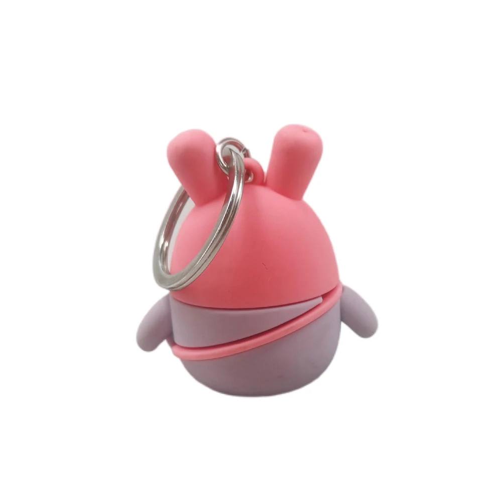 Factory Oem Purple Color Custom Design Cute 3D Pvc Penguin Keychain With Pink Hat