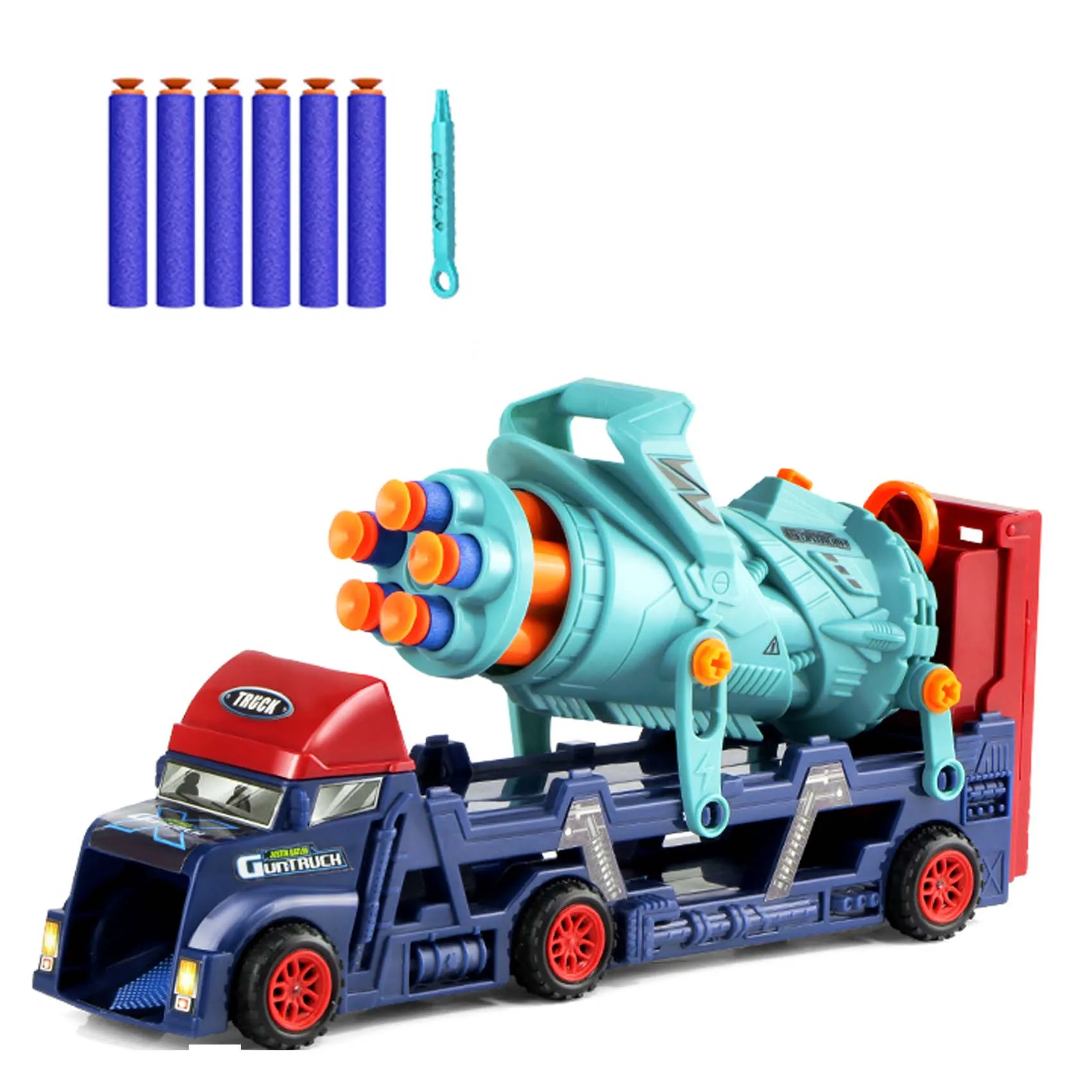 Hot Sale Kids Container Truck New And Interesting Kids Trailer With Gun