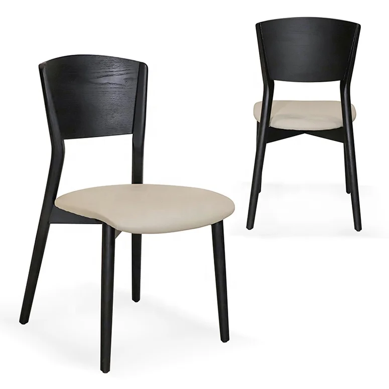Nordic dining chair Home furniture Restaurant Dinning room chair modern upholstered leather wood black dining chairs
