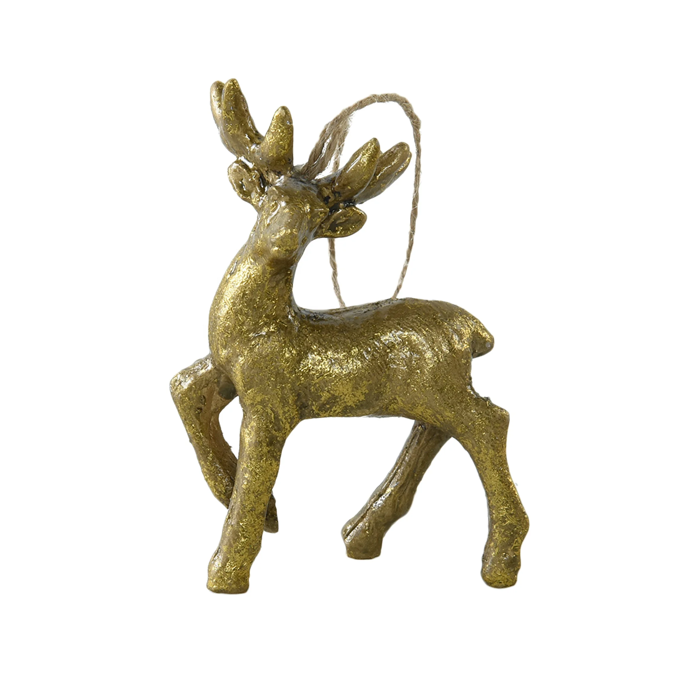 Mini Deer Xmas Tree Gift Box Figurines 3D Resin Hanging Christmas Ornaments Decorations for Crafts Fairy Advent