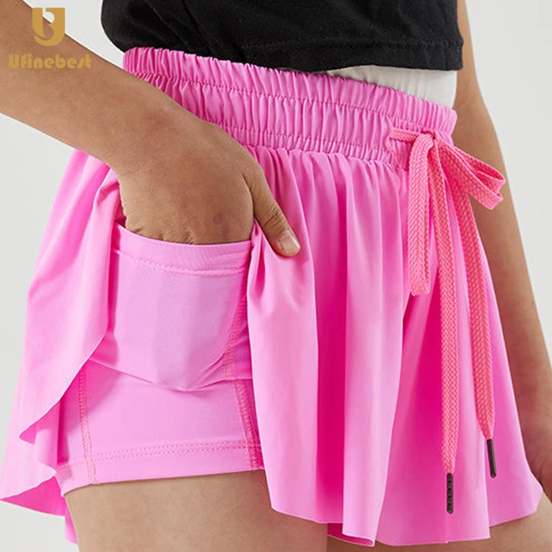 2 in 1 Pickleball Cheerleader Youth Flowy Butterfly Shorts Athletic Running Tennis Shorts Running Sports Tennis Skirt