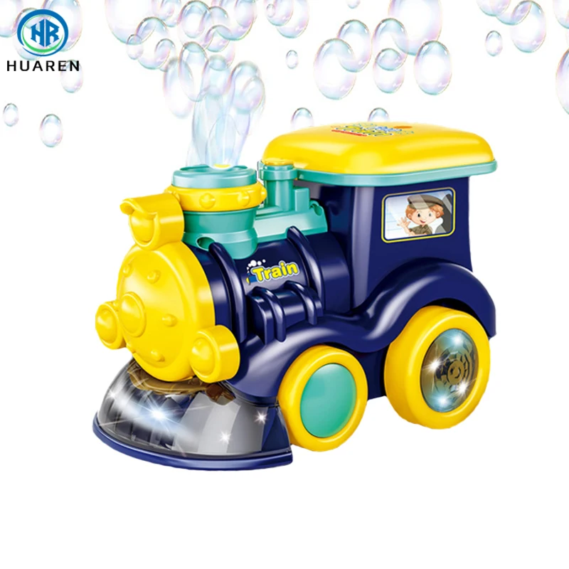 Chenghai Factory Bump and Go Cartoon B/O Blowing Bubble Maker Toys Train for Kid with Lights and Sounds