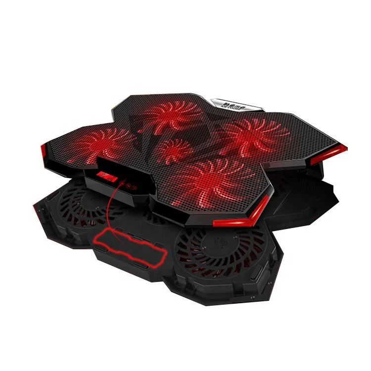 Охлаждающая подставка для игрового ноутбука с 5 бесшумными большими вентиляторами, охлаждающая подставка для ноутбука, стабильная охлаждающая подставка для ноутбука