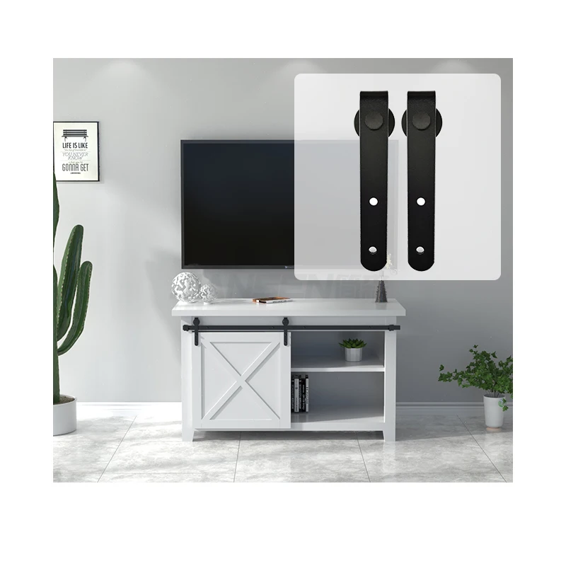 Jiansen Good Quality Mini Hanging Rail Silding Carbon Steel Wooden Cabinet Door Roller Rail For Double Door