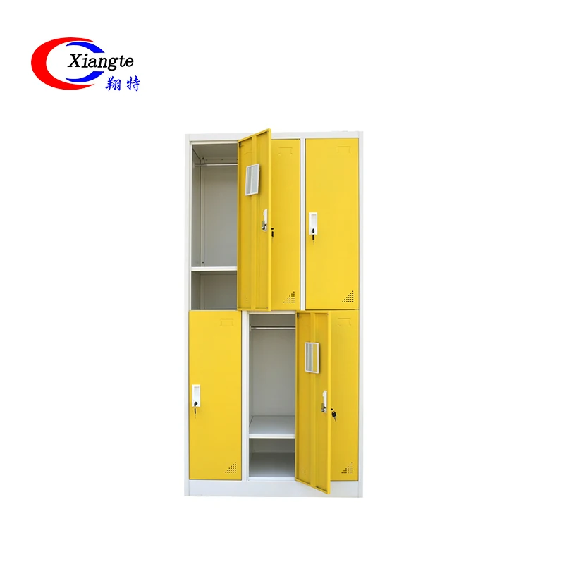 
6 Doors Metal Dressing Room Wardrobe Colorful Gym Cubby Changing Room Lockers 