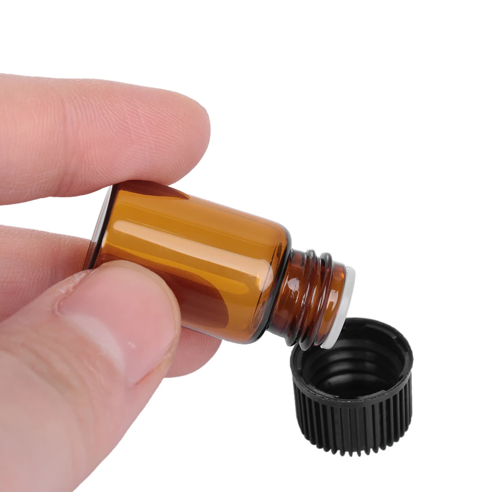 
1/2/3/5ml Mini Amber Glass Essential Oil Bottle Orifice Reducer cap Brown Glass Vials Small Glass Bottle for E liquid Jars 