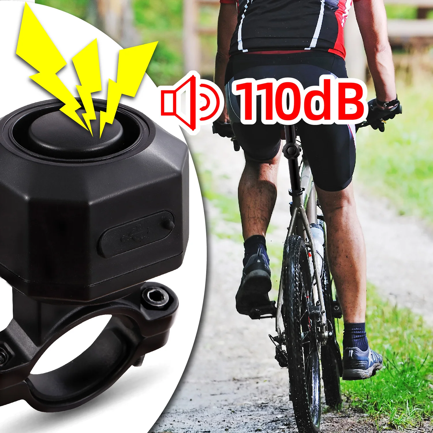 USB Rechargeable Bike Alarm with Remote 110dB Loud Volume Adjustable Wireless Vehicle Security Alarm System Anti Theft Vibration