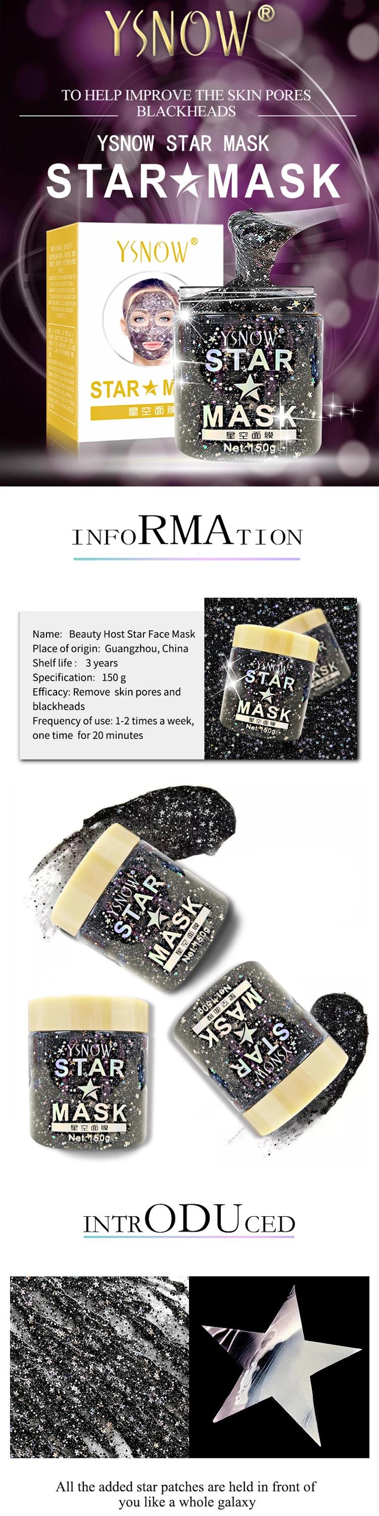 Firming Moisturizer Deep Cleaning Face Glitter Star Peel-off mask