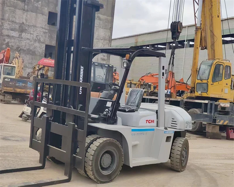 super quality TCM 7 ton lifting 5m FD70Z8 used secondhand diesel forklift with engine ISUZU 6BG1