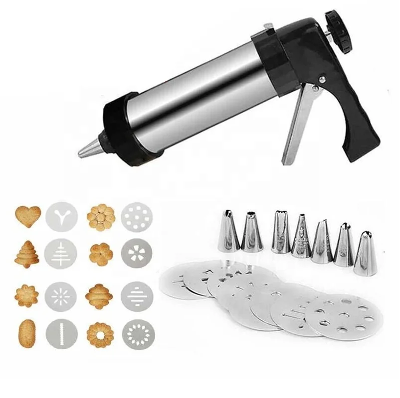 Biscuit Make Cake Decoration Tools Decorating Squeezing DIY Stainless Steel Manual Cookie Press Maker Machine Gun