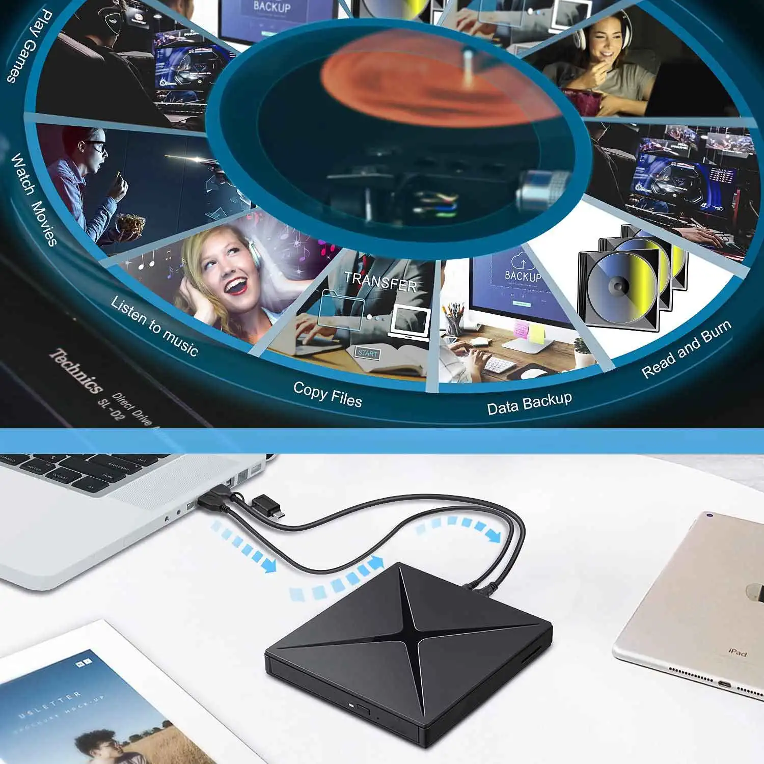 USB3.0 cd dvd burner drive writer reader writer rom rewriter burner optical cd external dvd