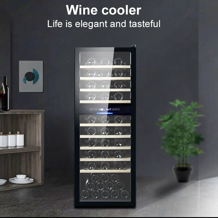High Quality Floor Free Standing Wine Cellar 19Inch 100 Bottles Wine Cooler Steel Door Wine Fridge Cellular Compressor