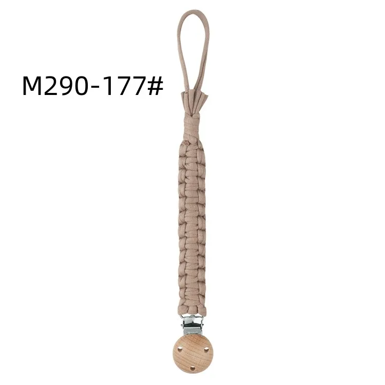 Braided Pacifier Clips Handmade Weave Macrame Wood 100% Cotton Fabric Yarn Baby Glass Bamboo and Silicone Glass Chain Holder 45g