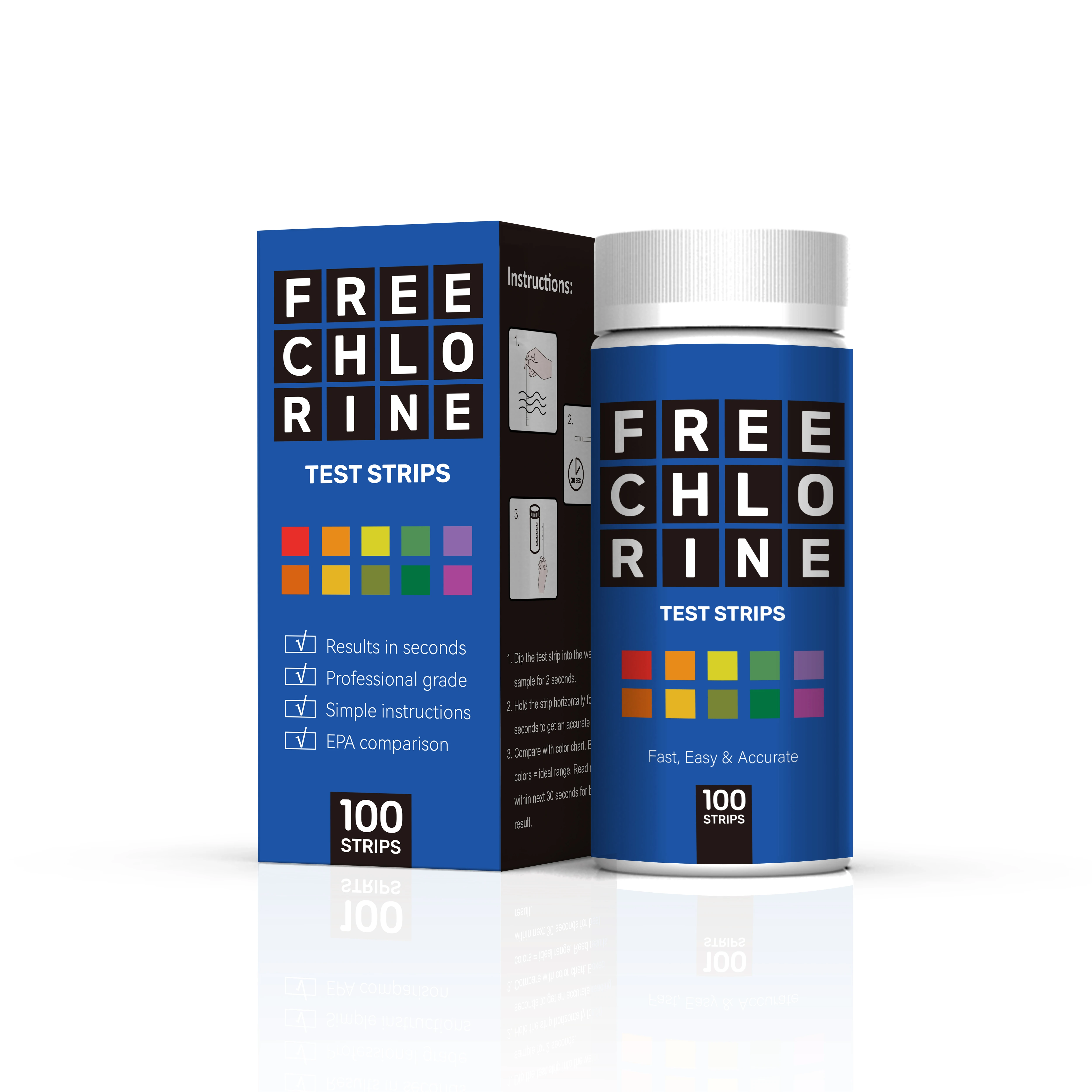 New Design Free Chlorine Test Kit For Swimming Pool & SPA & TUB water Quality