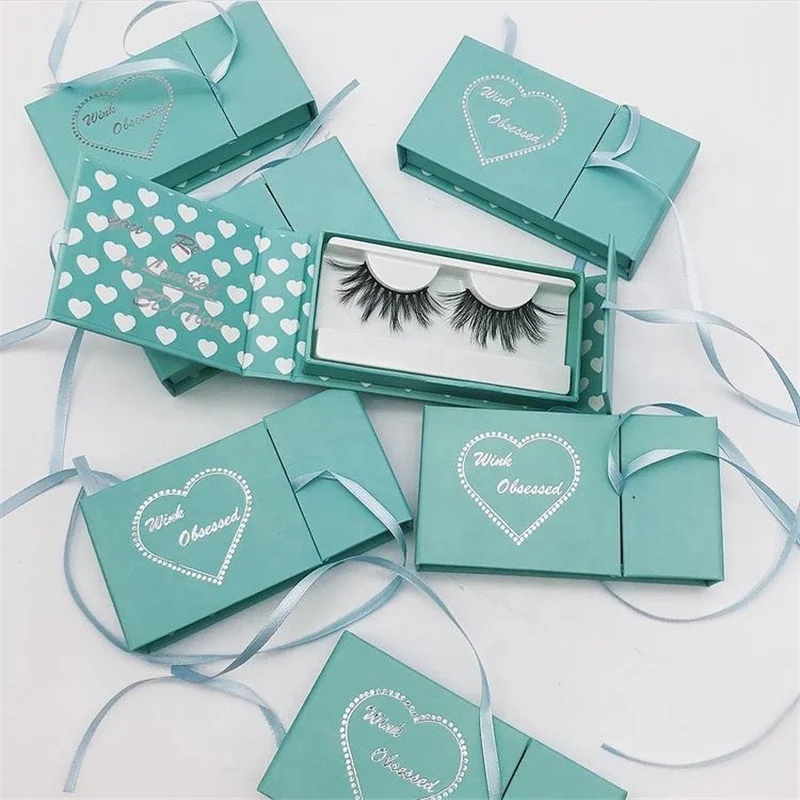 Wholesale faux mink lashes 3D silk lashes synthetic false eyelashes extensions custom eyelash packaging box