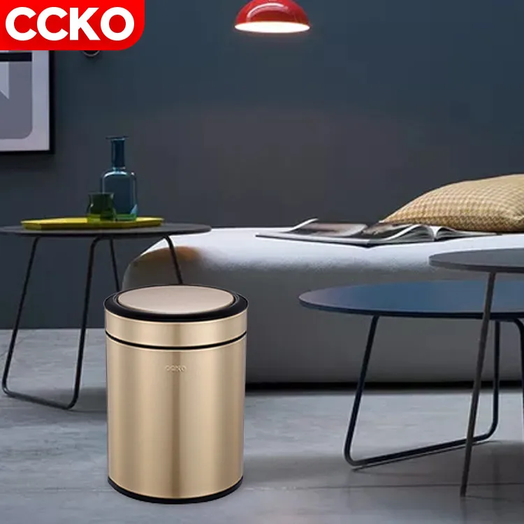 CCKO CK9907 6L/8L toilet office kitchen garbage can dust bin swing dustbin waste bin rubbish bin stainless steel trash can