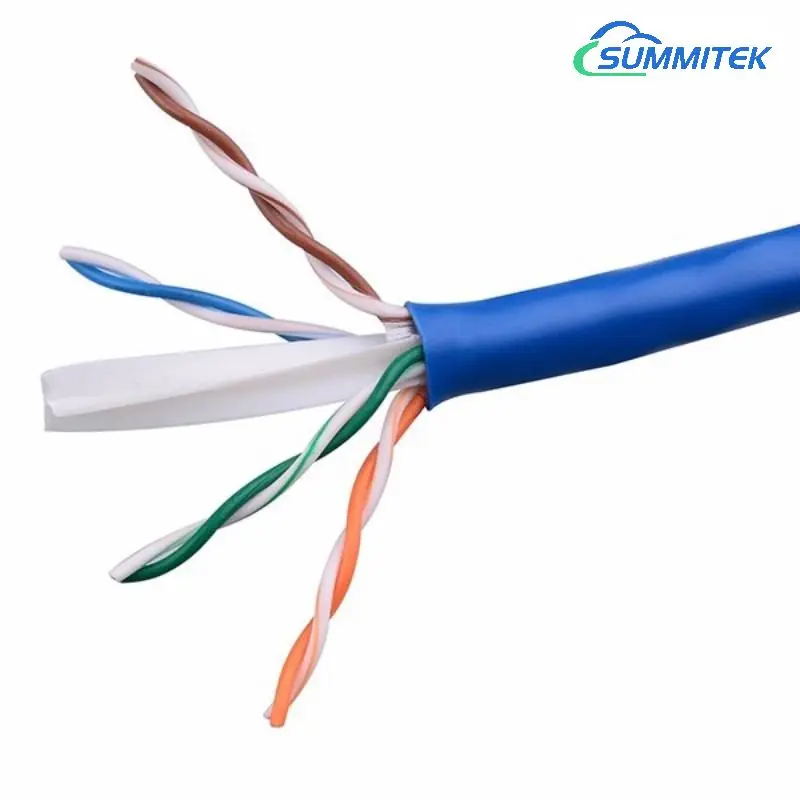 Indoor U/UTP UTP CAT6 Lan Cable 0.56mm 23AWG Solid Copper PVC Plenum Rated Unshielded Pass Fluke Test OEM Bulk Cable 305m 1000ft
