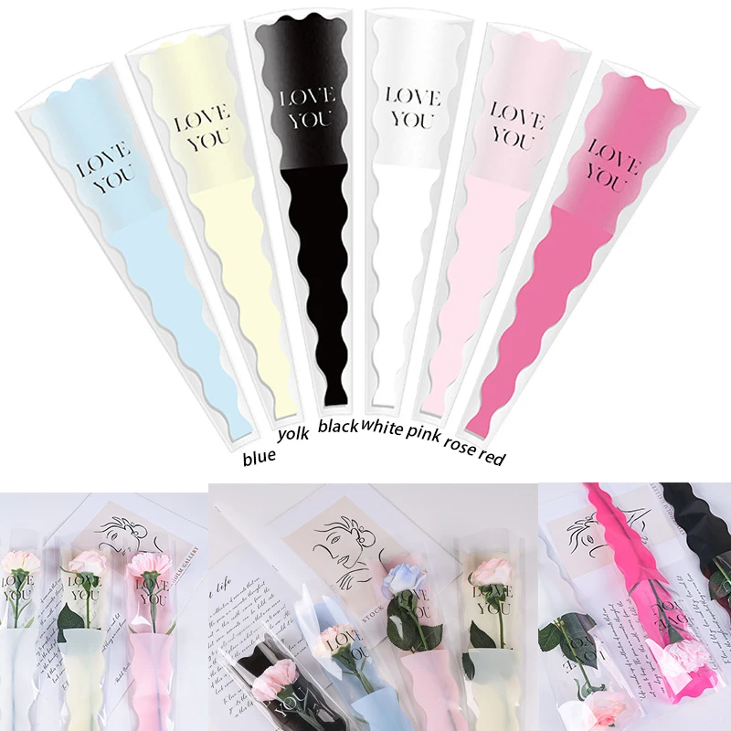50pcs/Set Mermaid  Single Rose Packaging Bags Flower Bouquet Bag Single Rose Sleeve Single Rose Carnations Flower Wrapping Paper