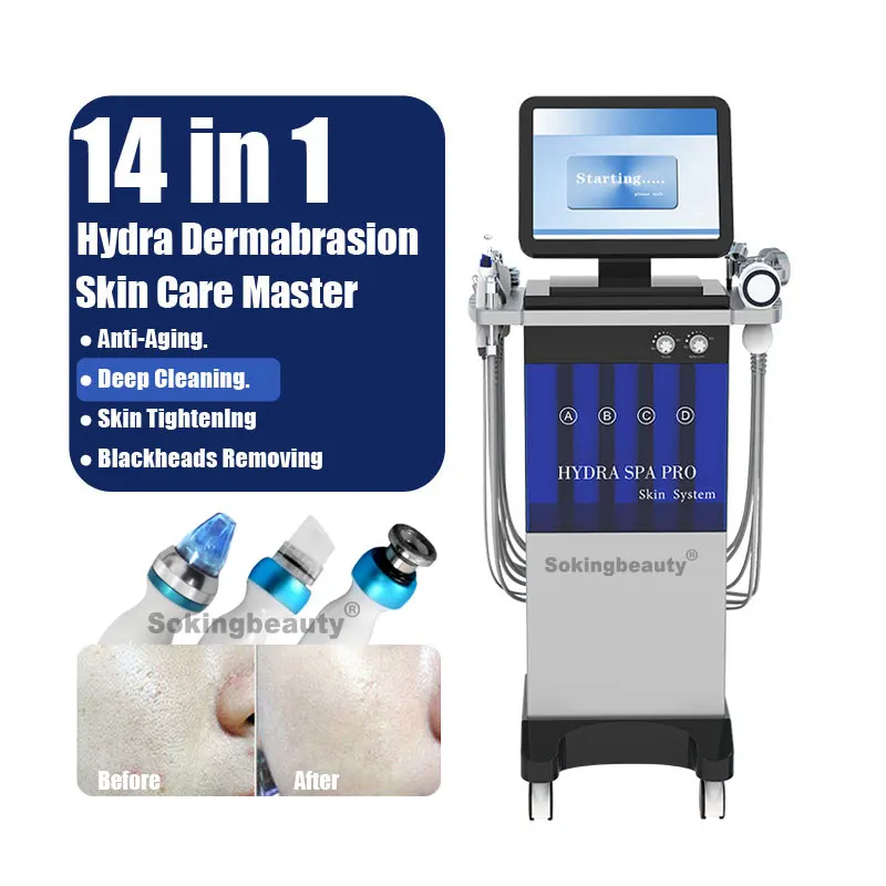 14 в 1 Алмазный Пилинг от производителя, Микродермабразия, кислородная струя, водные материалы, уход за кожей, Глубокая очистка, Гидра, дермабразия, машина для лица