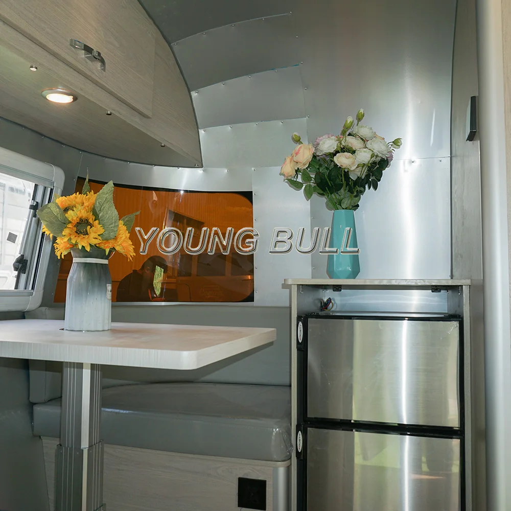 Youngbull 2023 Cost effective Mirror Stainless Steel Airstream RVs campers travel trailer