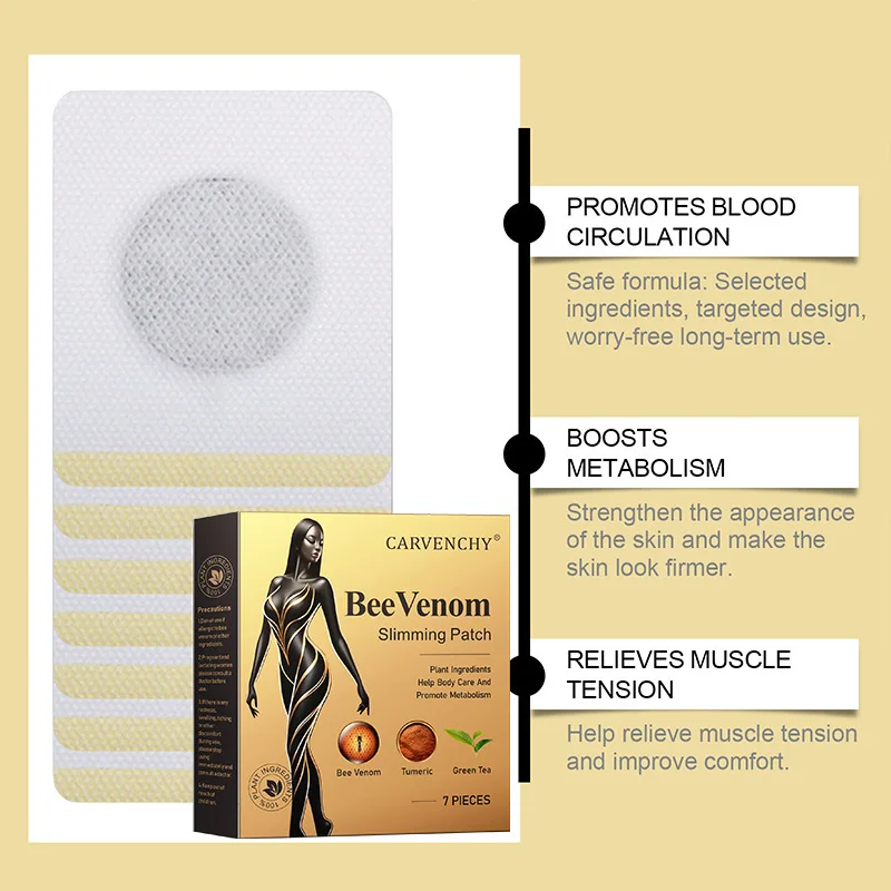 7Pcs Targets Stubborn Fat Eliminates Body Toxins Belly Weight Loss Bee Venom Slimming Patches For Lymphatic Drainage