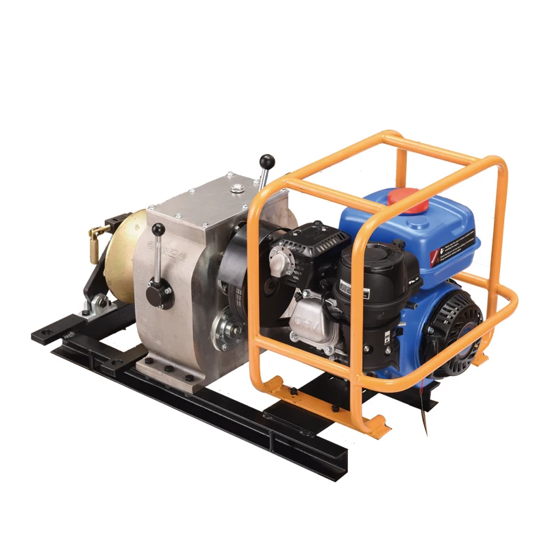 China Supplier Sale 3 Ton Gasoline Engine Leather Belt Drive Powered Winch