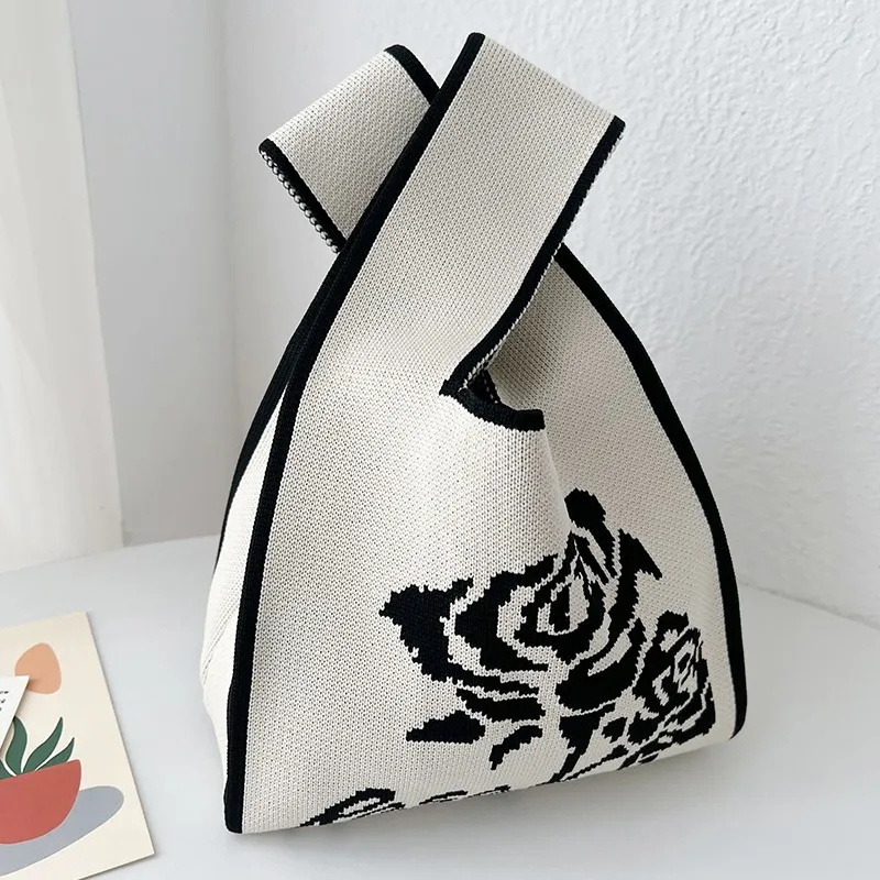 Casual knitting vest handbag fashion korean INS multiple patterns choice  ladies wrist bag portable washable custom clutch bags