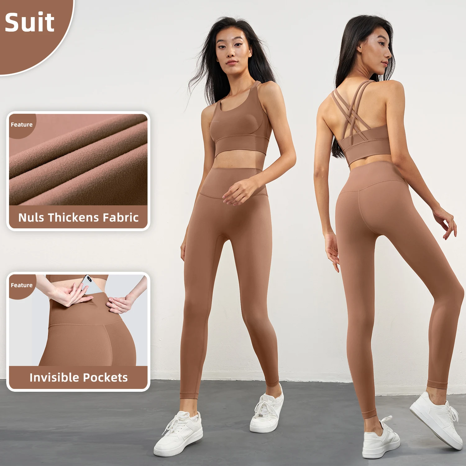 Nuls Black Red Custom Color High Waisted Tight Yoga Pants Sportswear Leggings Sets Pants