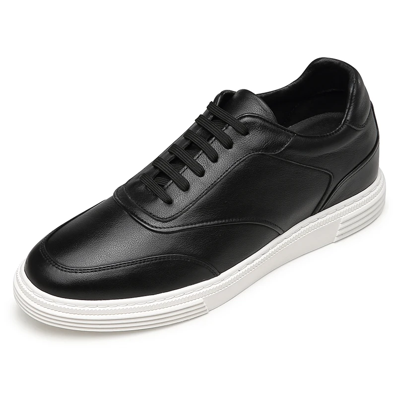 Custom Outdoor Walking Breathable Lace Up Genuine Leather Tenis Sneakers Big Size Mens Casual Shoes height increasing shoes