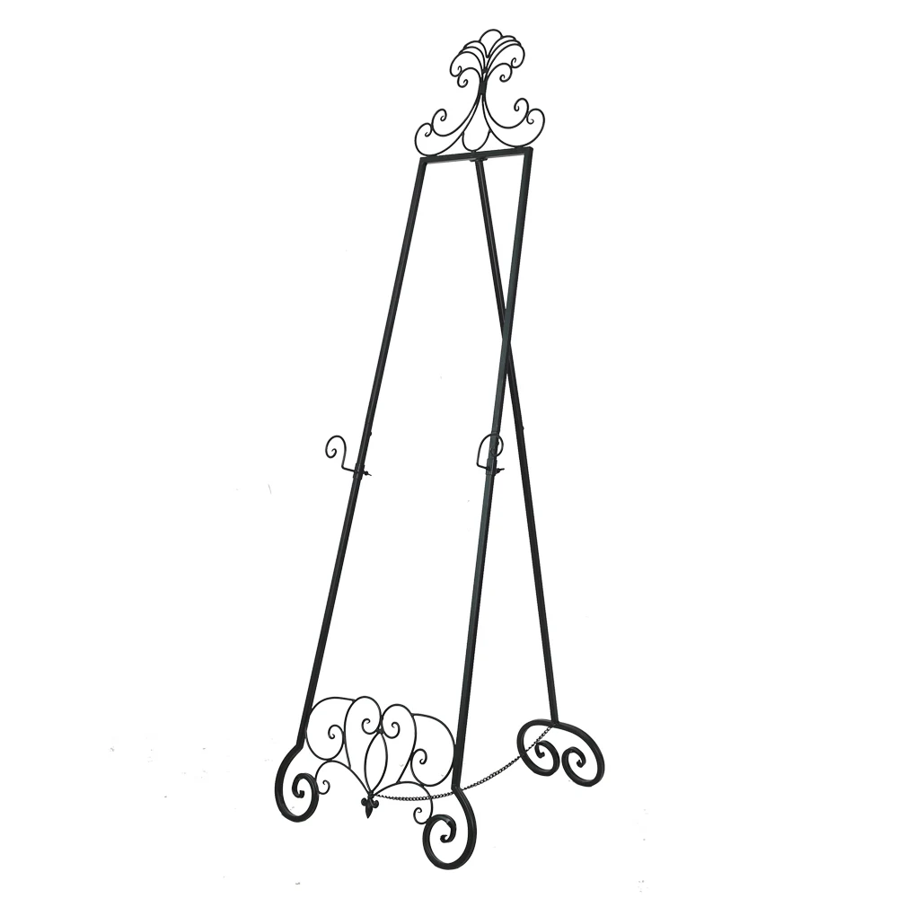 China Factory High Quality  Free Standing Black Metal Easel Stand Decorative
