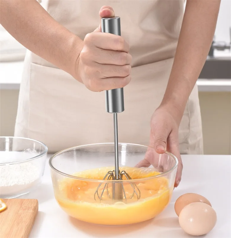 
Hot sale kitchen manual egg beater stainless steel semi automatic hand blender for egg whisk 