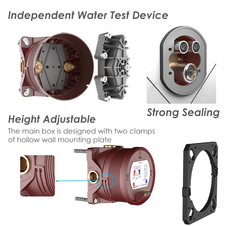 K6 Box Shower Valve Thermostatic Solid Brass Concealed Shower Mixer Push Button Valve Trim Kit Concealed Shower Faucet Chrome