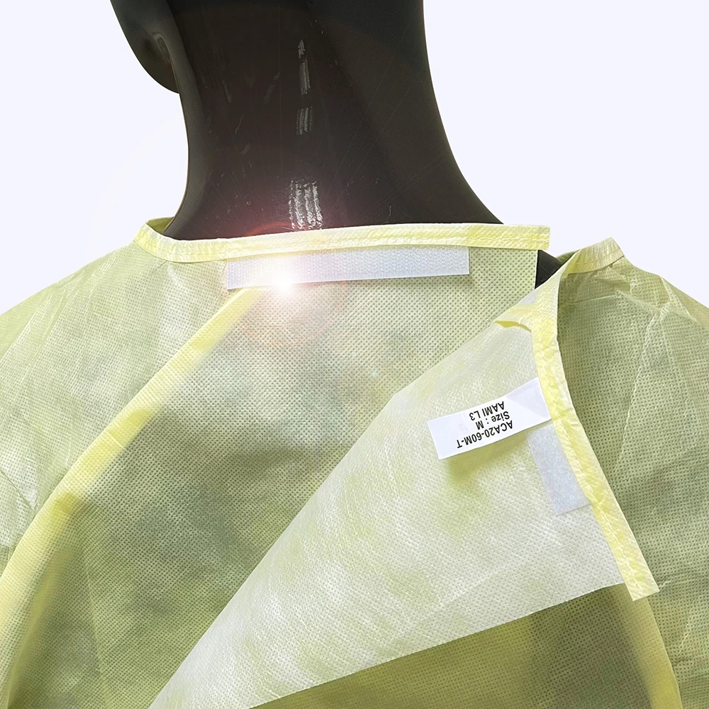 High Quality Hot Selling Long Sleeve Water Proof Disposable White Level 3 AAMI Function Gown For Adult