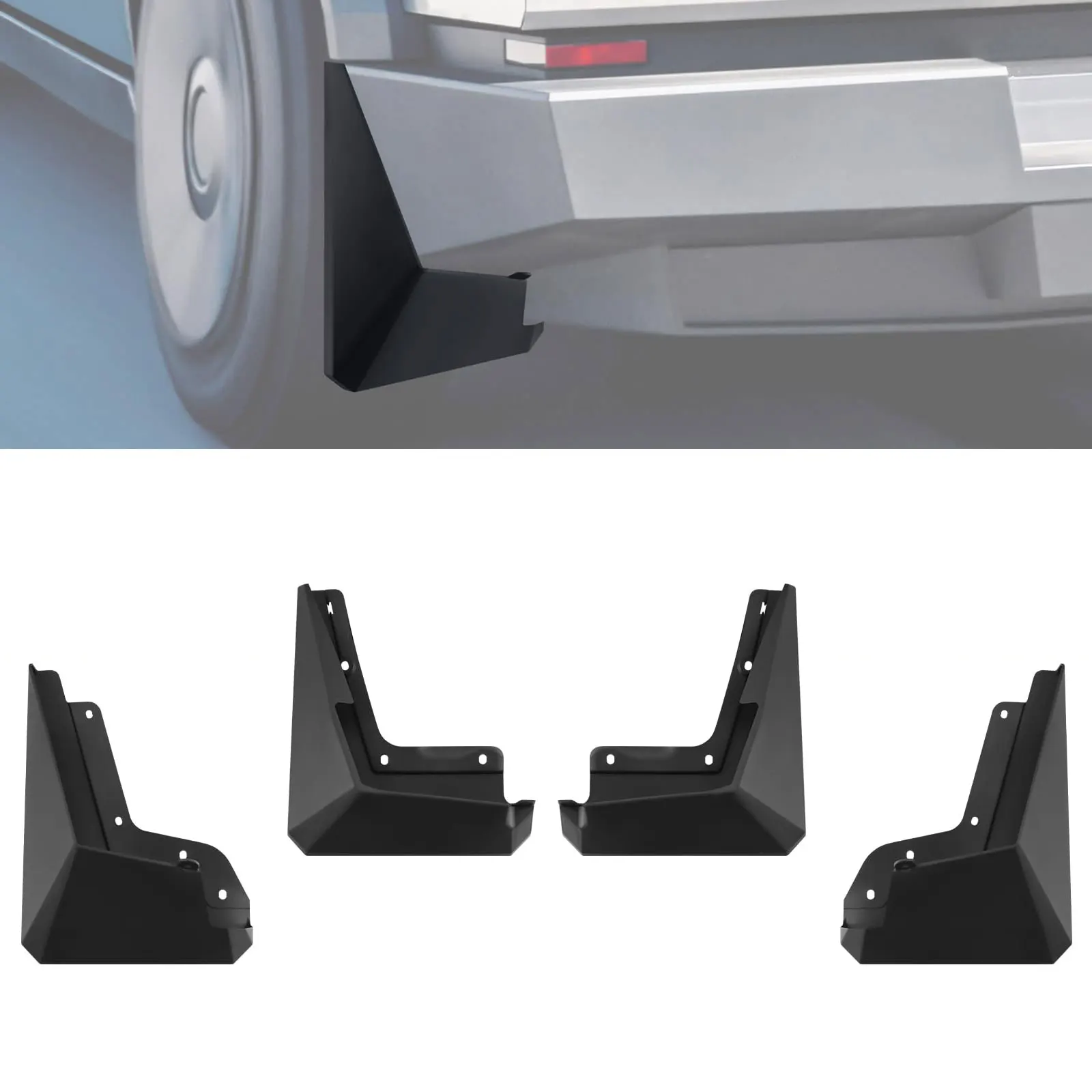 Set of 4 No Need to Drill Holes Splash Fender Accessories ABS Dirt Protection Mud Flaps Splash Guards for Tesla Cybertruck 2024
