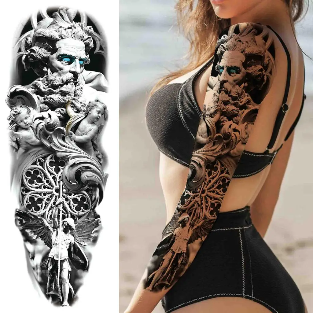 Full Arm Robot Temporary Tattoo Sticker Fake Black Long Tattoos For Men Women Body Art Arm Legs Sleeve Tatoo Sticker For Holiday