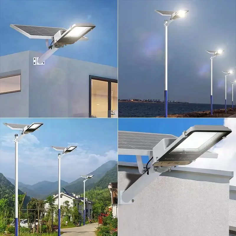 HOT Solar Panel Street Light integration Solar Pole Lamp with Remote Control Dusk to Dawn Waterproof Outdoor Solar Street Light