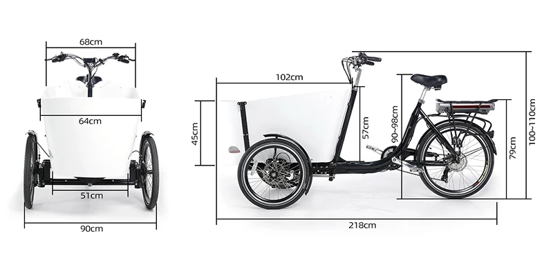 Bakfiets Pedal electric 3 wheel electric family cargo trike bike frame for kids by sea Pedal electric tricycle
